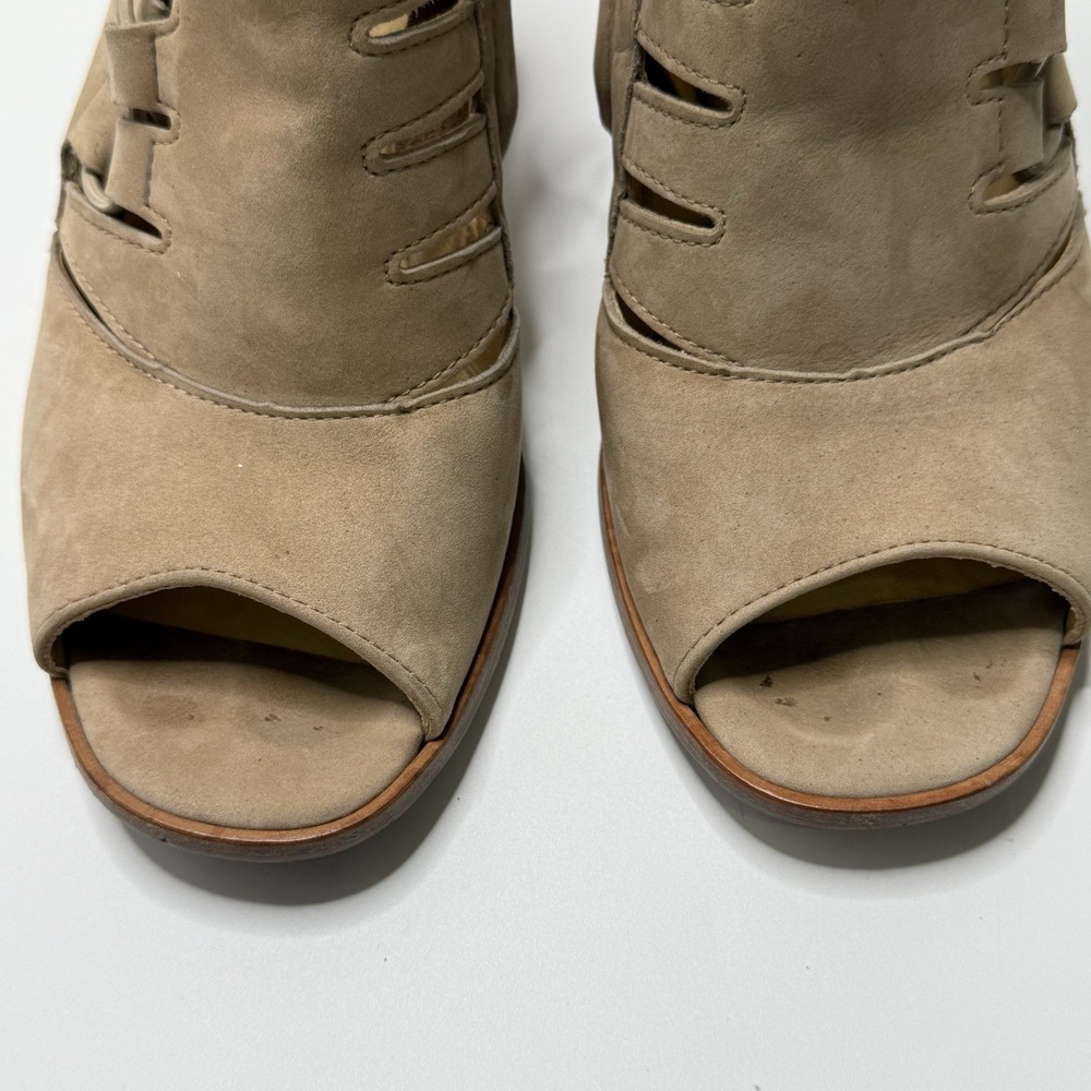 Paul Green Mindy Heels Sisal Nubuk Womens 7 Tan Suede Mule Shoes Sandals - Picture 5 of 14